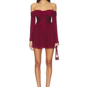Chic Long Sleeve Burgundy Dress